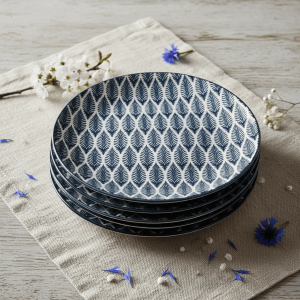 Plato de Segundo de Porcelana Azul Natura 27 cm – Set de 6 Unidades Premium