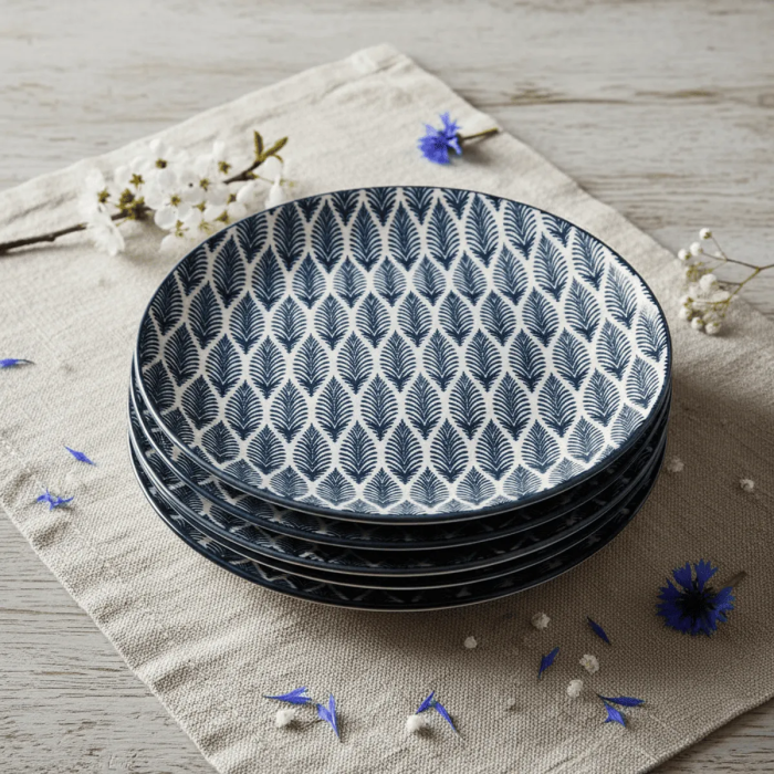 Plato de Segundo de Porcelana Azul Natura01