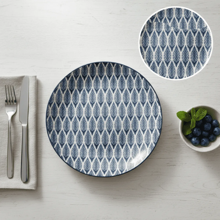 Plato de Segundo de Porcelana Azul Natura03