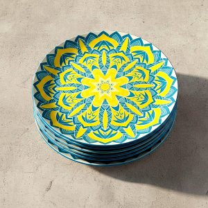 Set de 6 Platos de Segundo Mandala Aurora 26.7 cm – Diseño Bohemio Premium para Mesa Elegante
